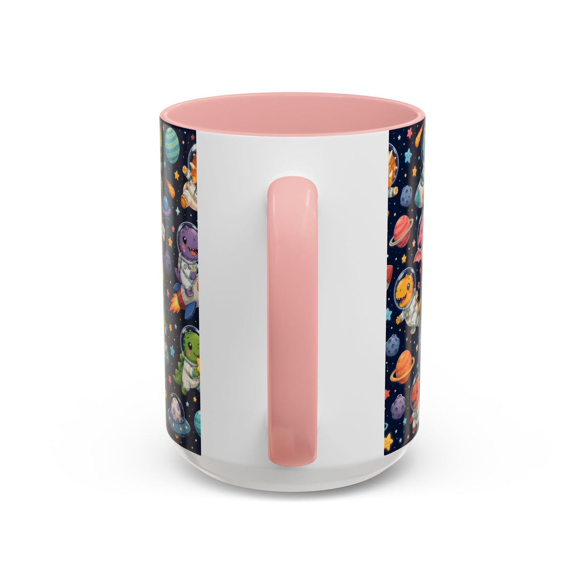 Accent Coffee Mug (11/15 oz) - Cute Dinosaur Astronaut Space
