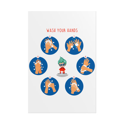Rolled Posters - Super kiddo teaching how to wash hands - [[{"value":"Wonderwear Kid"}]]