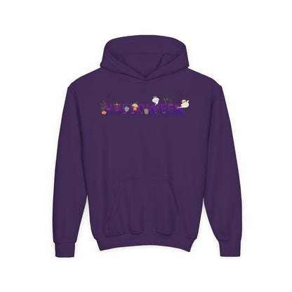 Youth Heavy Blend Hooded Sweatshirt - Holloween word Printify