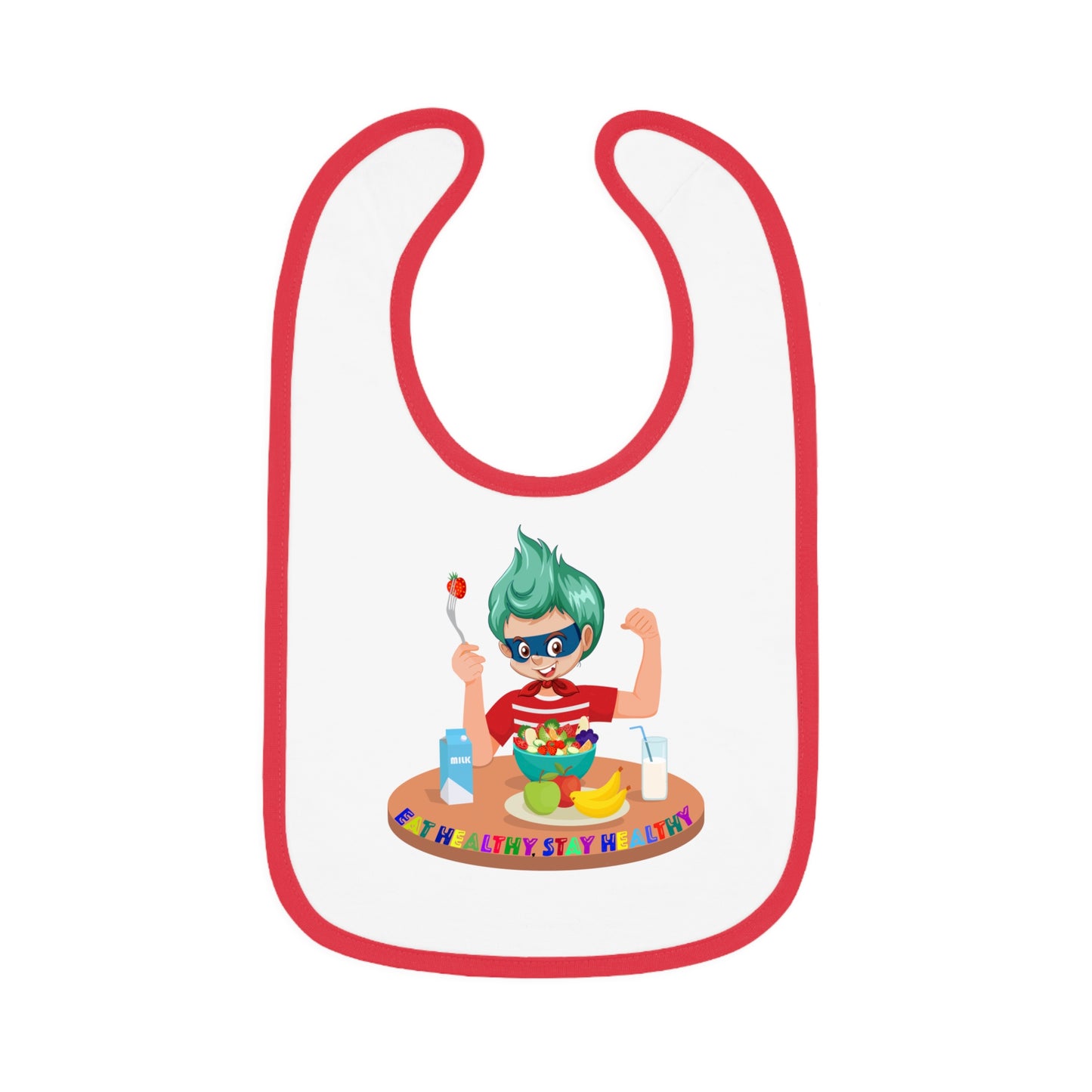 Baby Bib - super kiddo eating healthy food