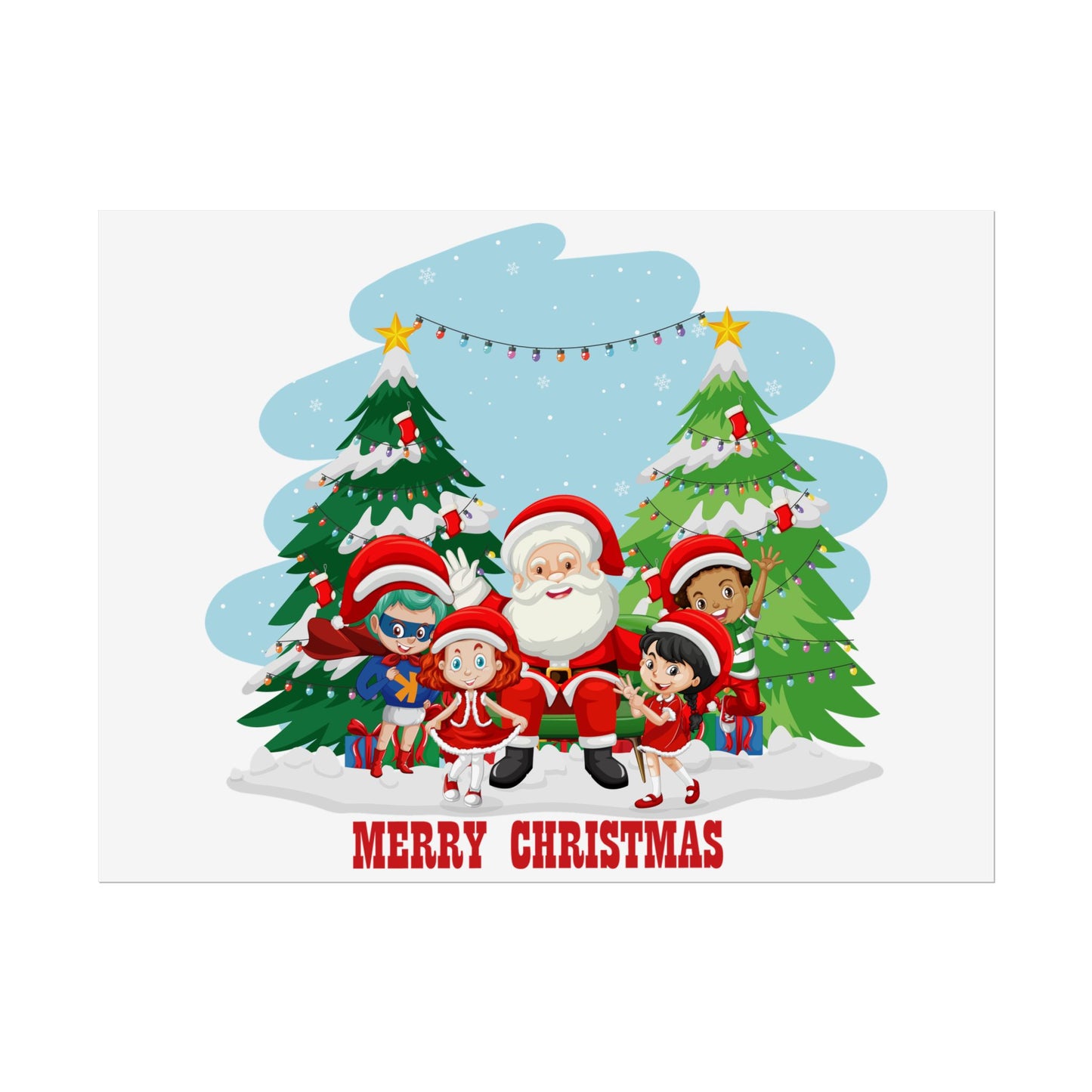 Rolled Posters - Super kiddo with santa claus Merry christmas - [[{"value":"Wonderwear Kid"}]]