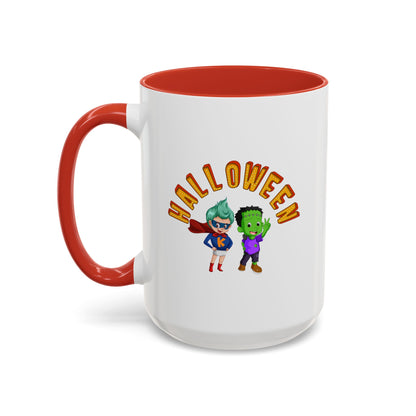 Accent Coffee Mug - Holloween with super kiddo Printify