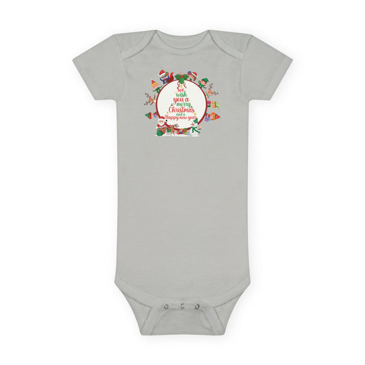 Baby Short Sleeve Onesie - We wish you a merry christmas - [[{"value":"Wonderwear Kid"}]]