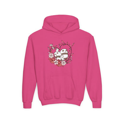 Youth Heavy Blend Hooded Sweatshirt - Panda and Cat love Printify