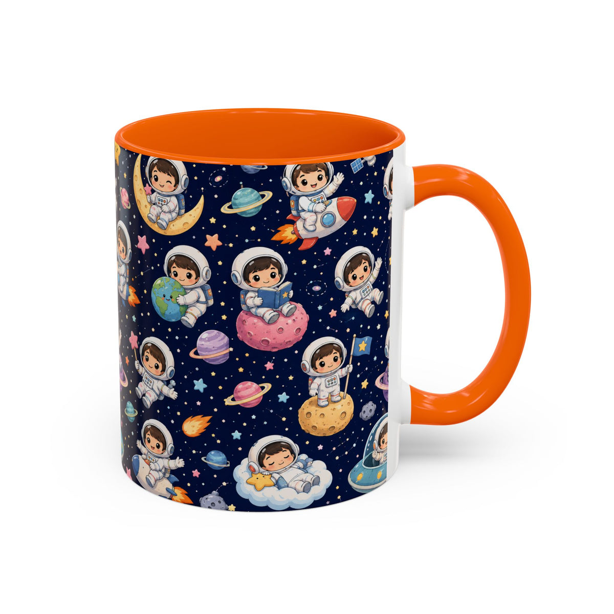 Accent Coffee Mug  (11/15 oz) - Kawaii Astronauts in a Starry Space Adventure