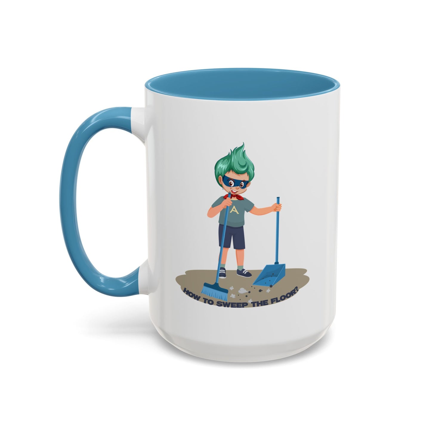 Accent Coffee Mug - Super kiddo sweeping floor