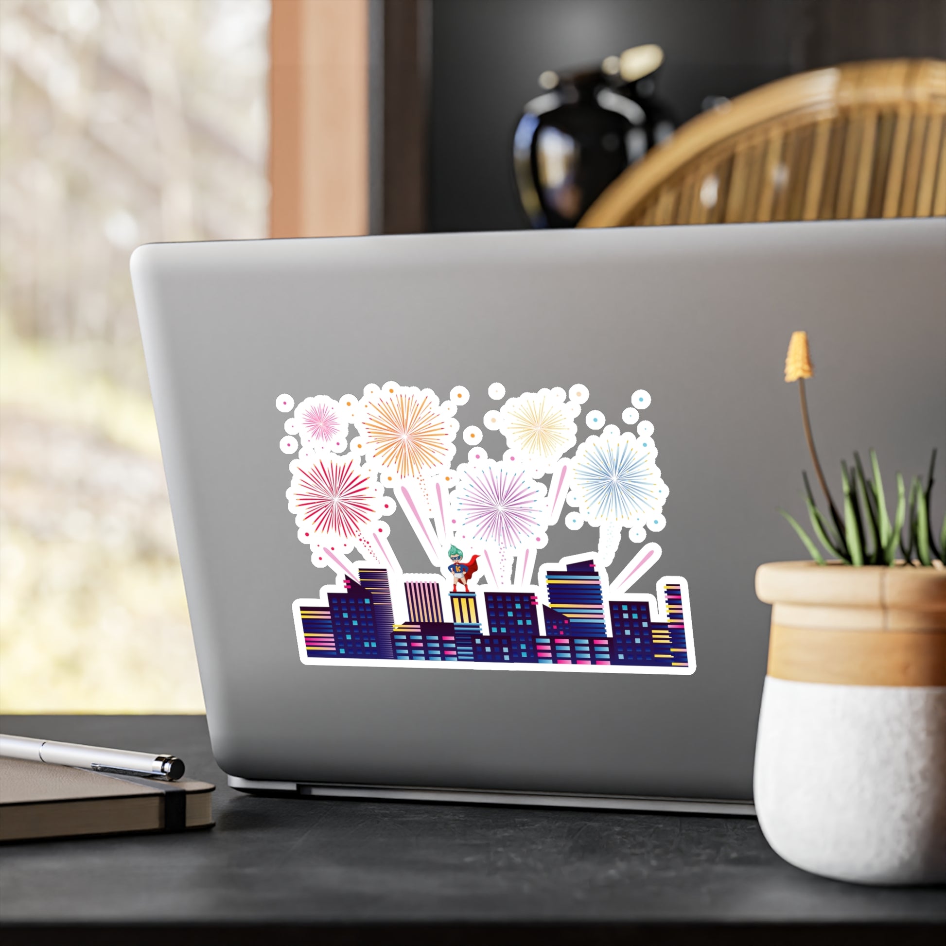 Christmas Kiss-Cut Vinyl Decals – Super kiddo with fireworks - [[{"value":"Wonderwear Kid"}]]