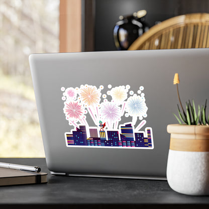 Christmas Kiss-Cut Vinyl Decals – Super kiddo with fireworks - [[{"value":"Wonderwear Kid"}]]