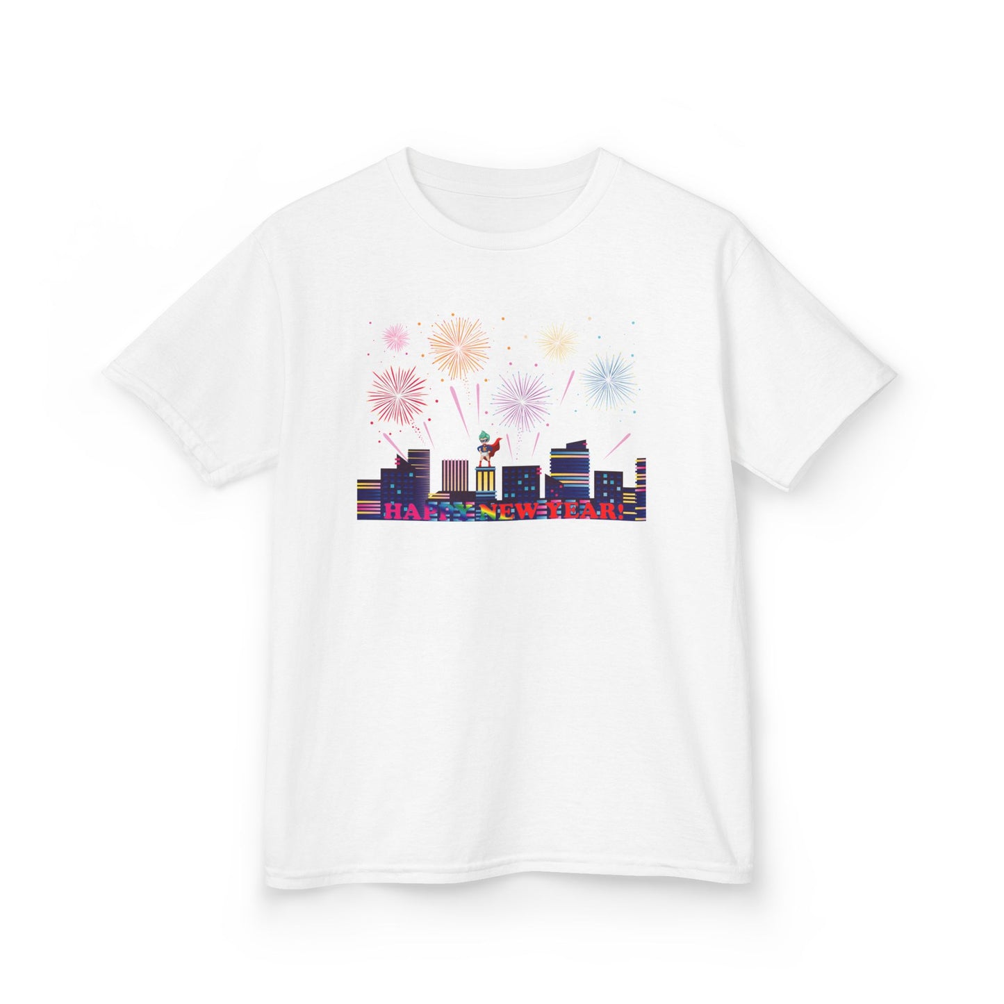 Kids Heavy Cotton™ Tee - Super kiddo with fireworks with text - [[{"value":"Wonderwear Kid"}]]