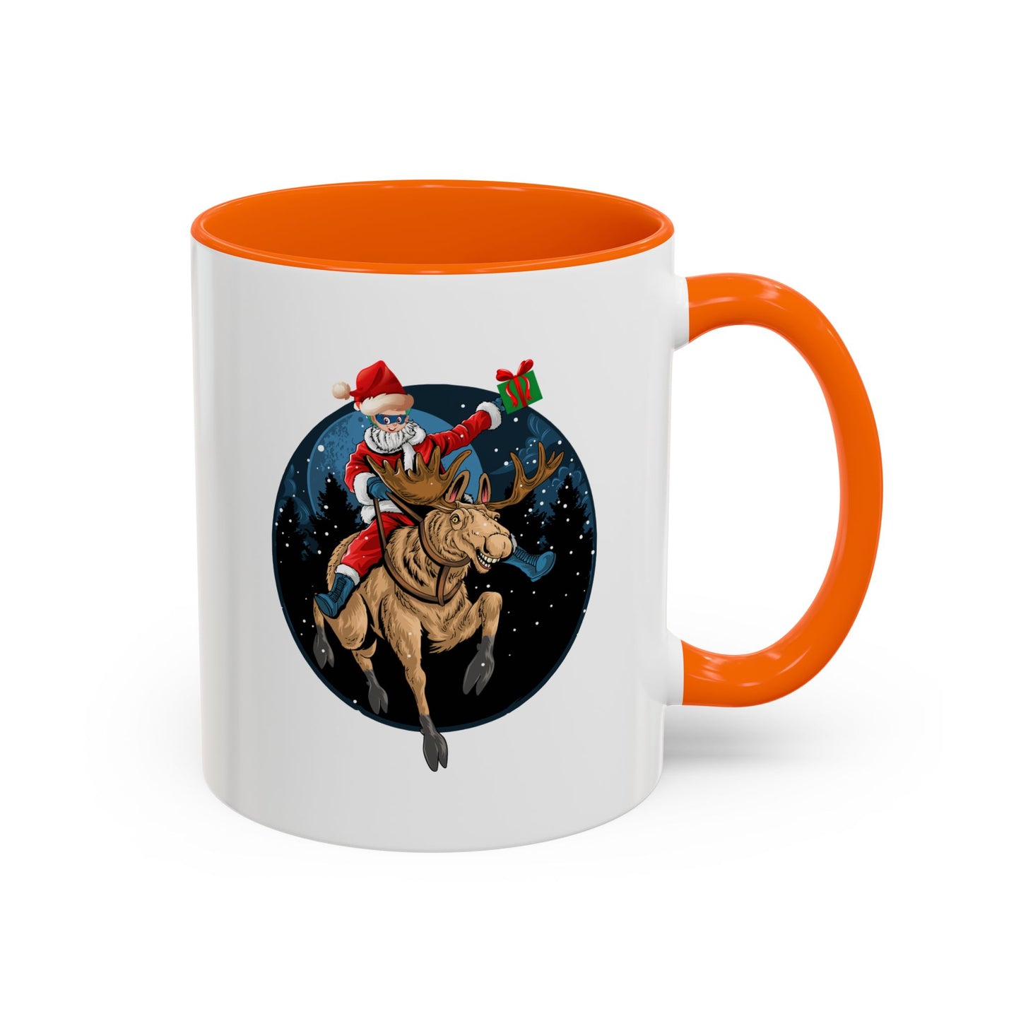 Accent Coffee Mug - Super kiddo riding a reindeer