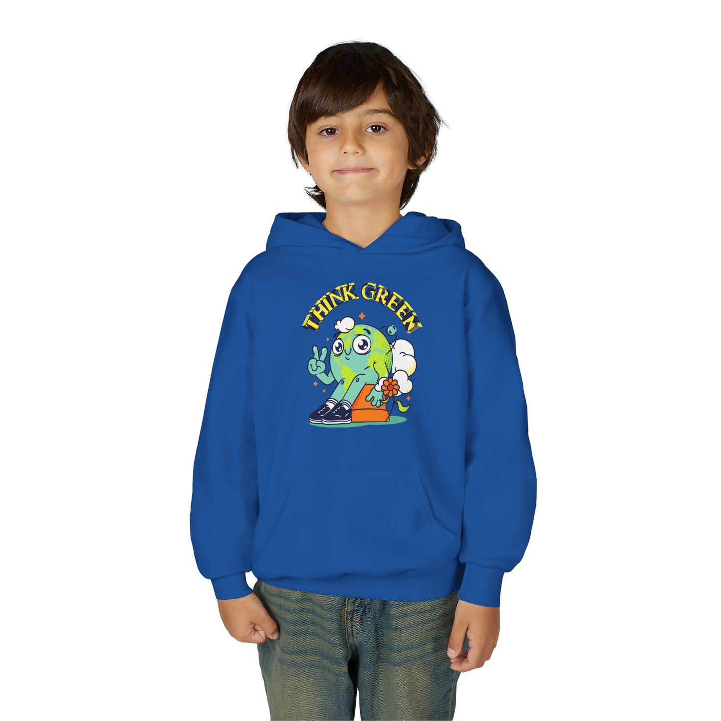 Youth Heavy Blend Hooded Sweatshirt - Think Green' Design