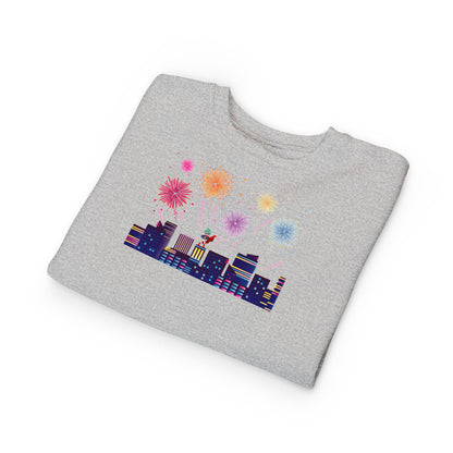 Toddler Sweatshirt - Super kiddo with fireworks - [[{"value":"Wonderwear Kid"}]]