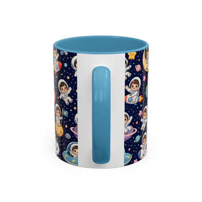 Accent Coffee Mug  (11/15 oz) - Kawaii Astronauts in a Starry Space Adventure