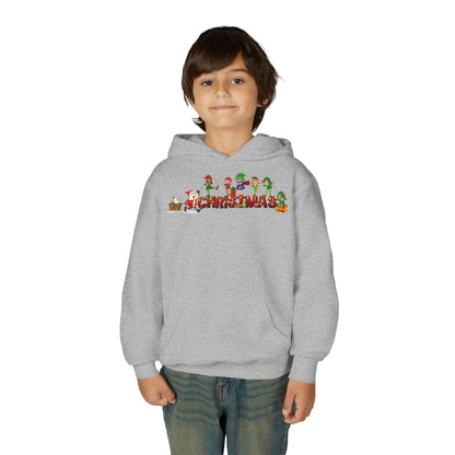 Youth Heavy Blend Hooded Sweatshirt - Christmas with santa claus and friends - [[{"value":"Wonderwear Kid"}]]