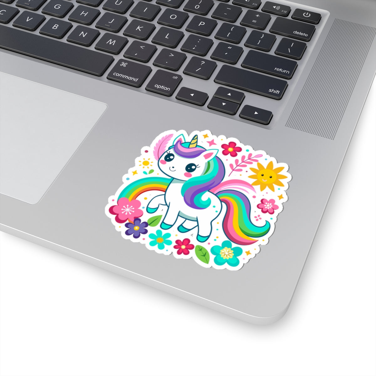 Kiss-cut Stickers - Unicorn with flower