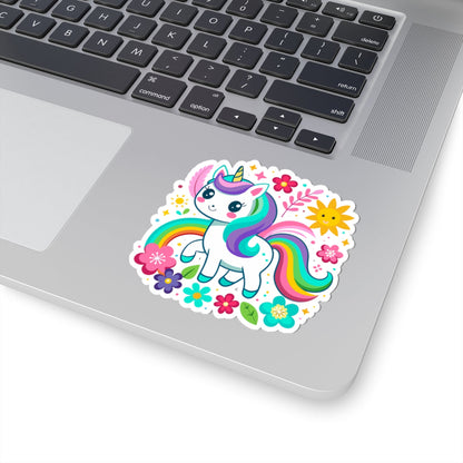 Kiss-cut Stickers - Unicorn with Flower Printify