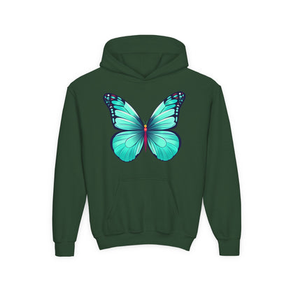 Youth Heavy Blend Hooded Sweatshirt - Butterfly - blue Printify