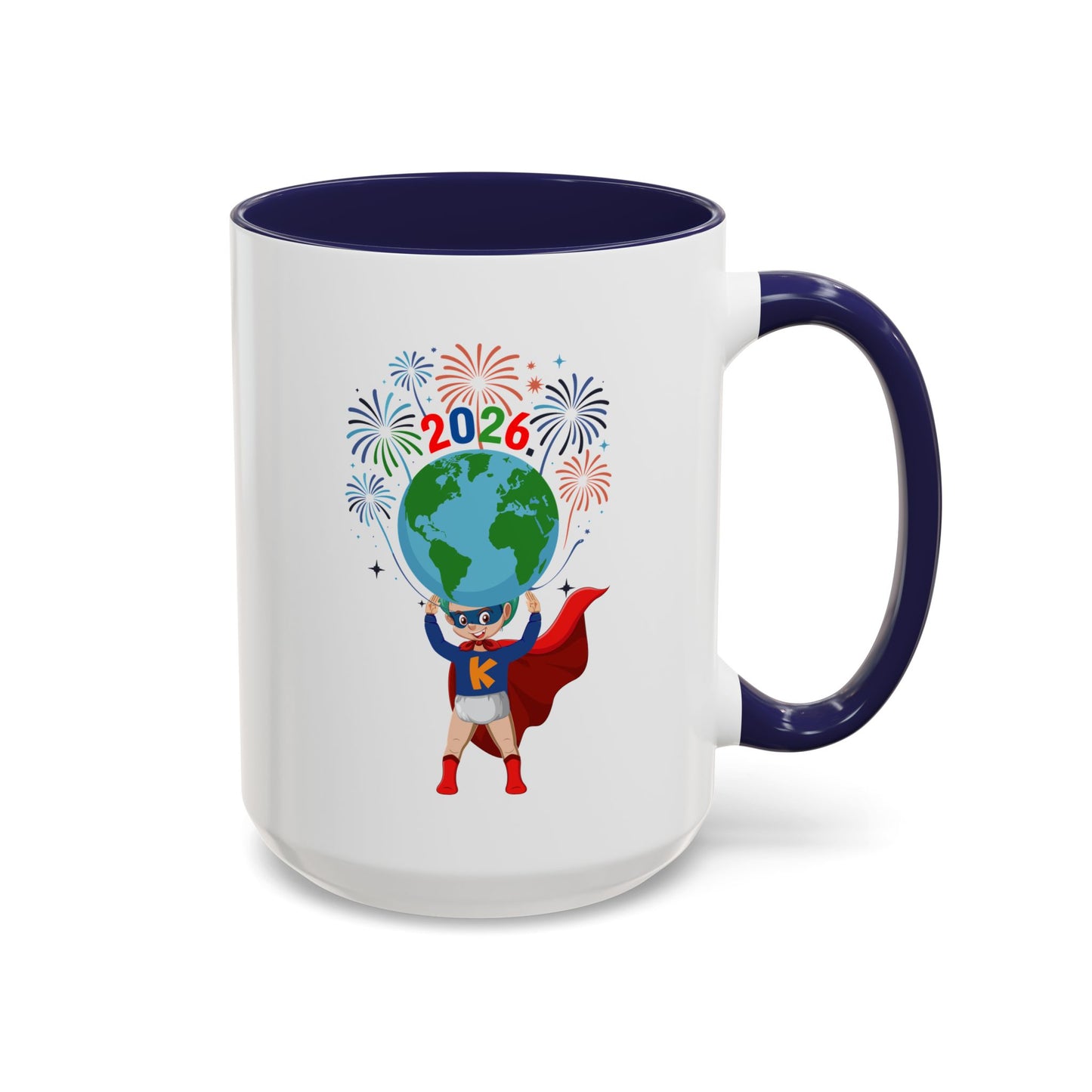 Accent Coffee Mug - Super kiddo holding globe