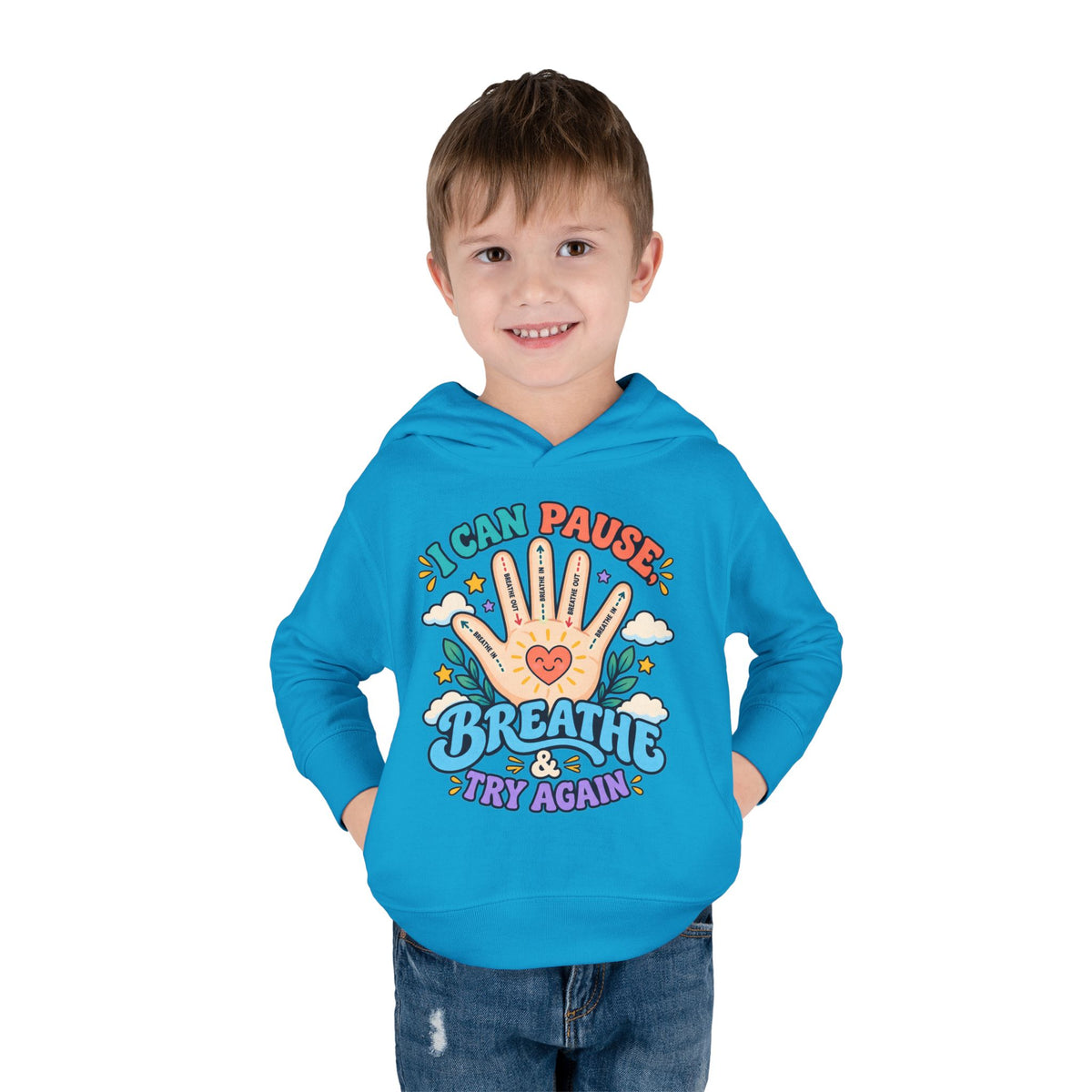 Toddler Hoodie — Pause, Breathe, Try Again Hand Guide