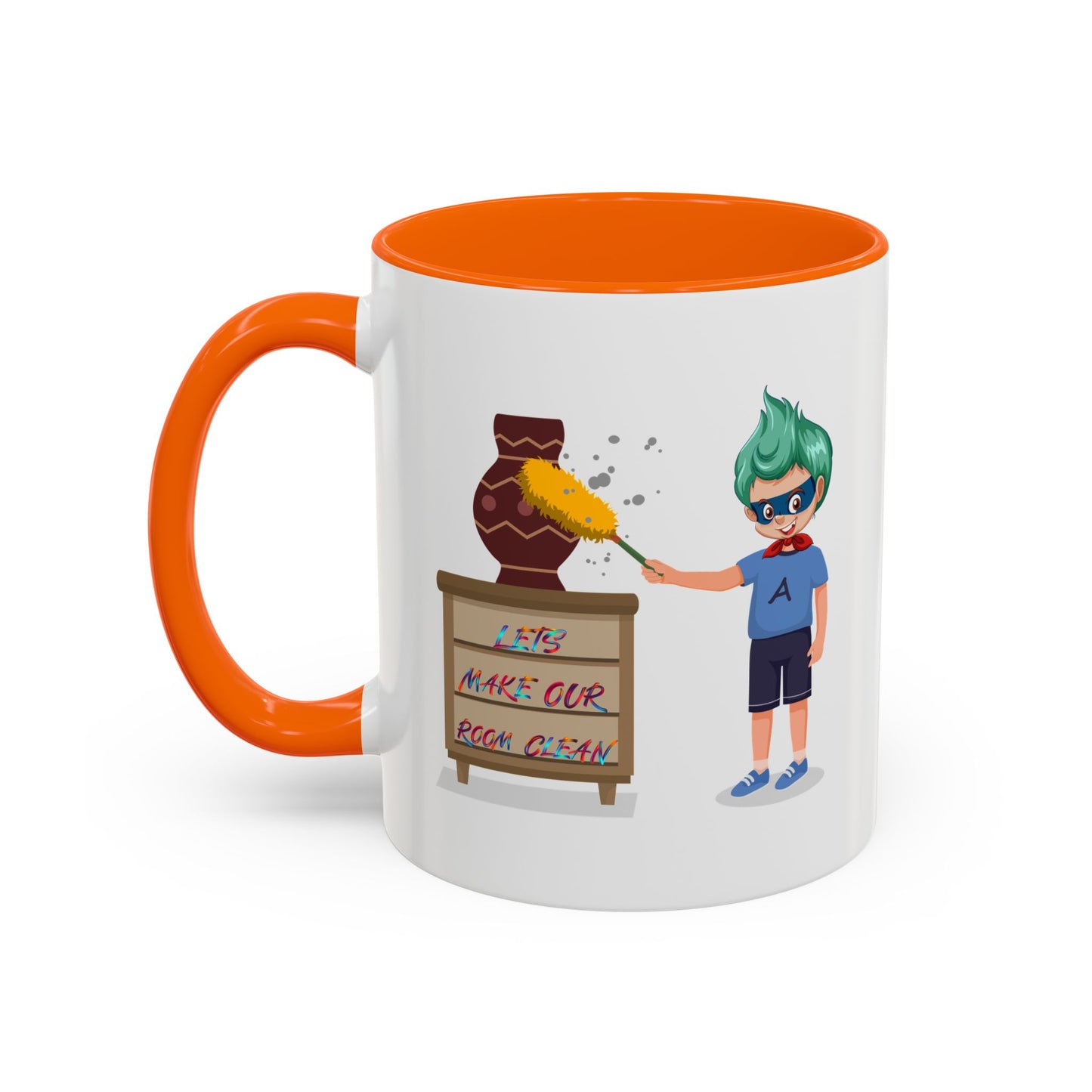 Accent Coffee Mug - Super kiddo cleaning a vase