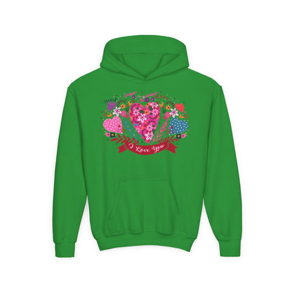 Youth Heavy Blend Hooded Sweatshirt - I love you Printify