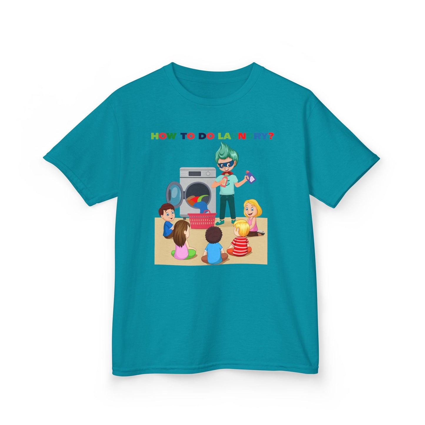 Kids Heavy Cotton™ Tee - super kiddo teaching laundry - [[{"value":"Wonderwear Kid"}]]