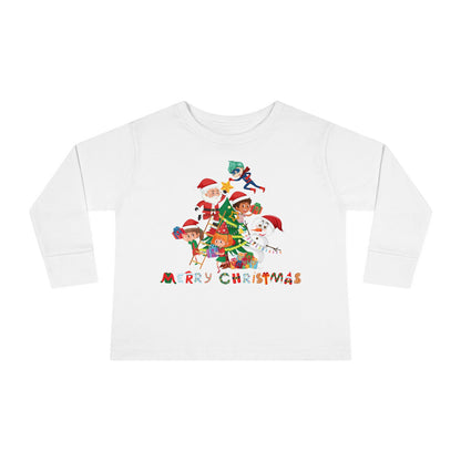 Toddler Long Sleeve Tee - Super kiddo making christmas tree with text - [[{"value":"Wonderwear Kid"}]]
