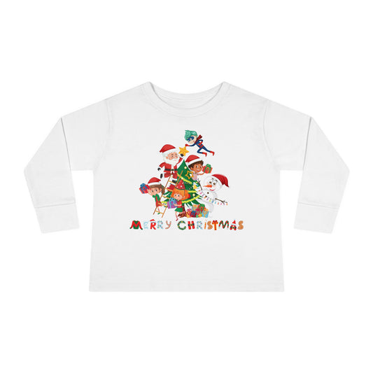 Toddler Long Sleeve Tee - Super kiddo making christmas tree with text - [[{"value":"Wonderwear Kid"}]]