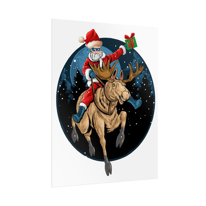Rolled Posters - Super kiddo riding a reindeer - [[{"value":"Wonderwear Kid"}]]