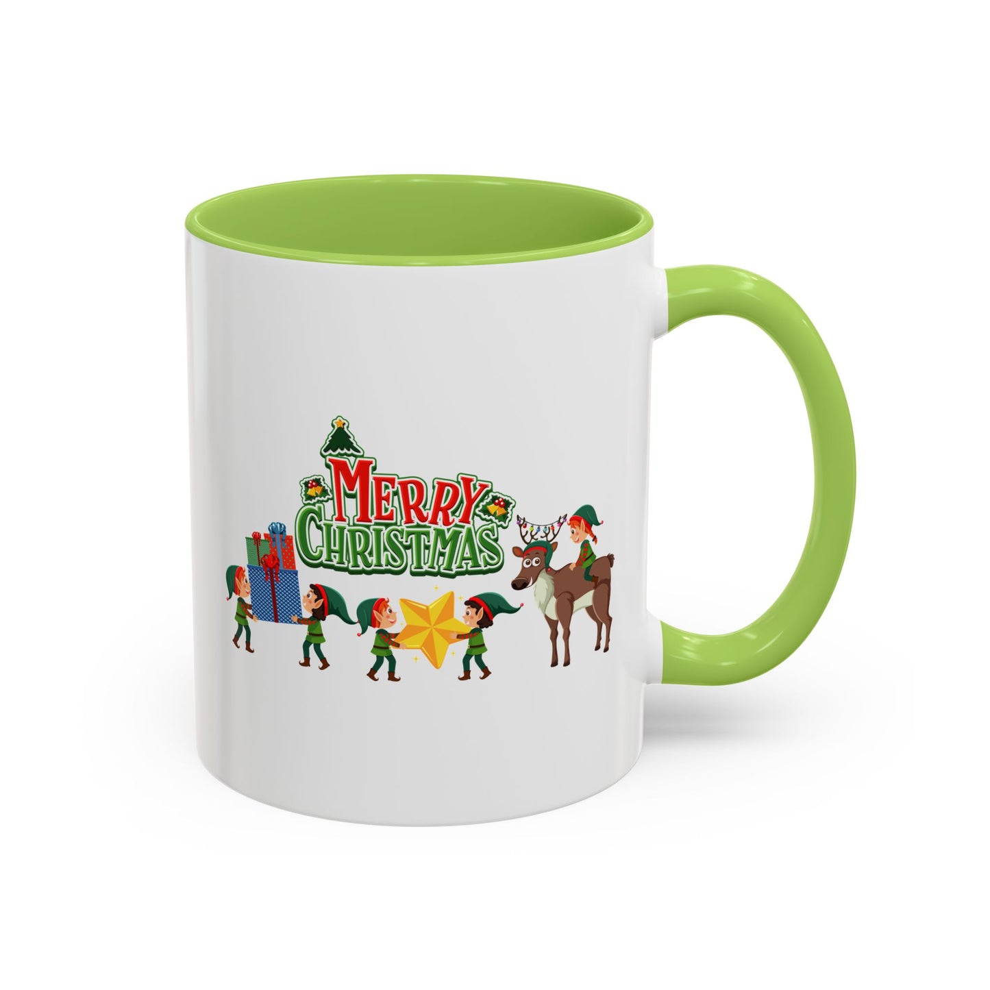 Accent Coffee Mug - Merry christmas and reindeer