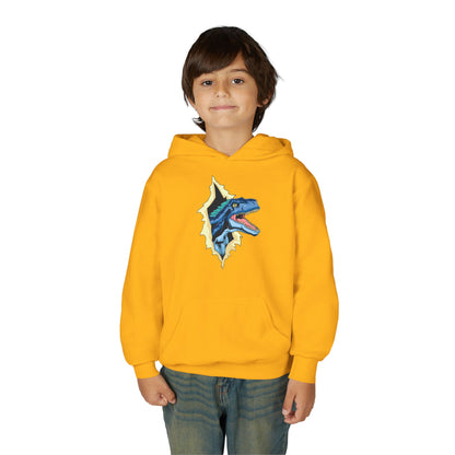 Youth Heavy Blend Hooded Sweatshirt -  Utah raptor dinosaur Printify
