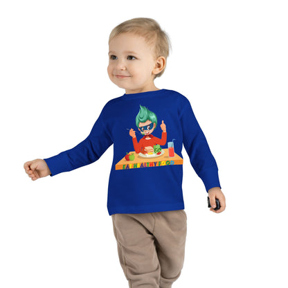 Toddler Long Sleeve Tee - Super kiddo eating healthy breafast - [[{"value":"Wonderwear Kid"}]]