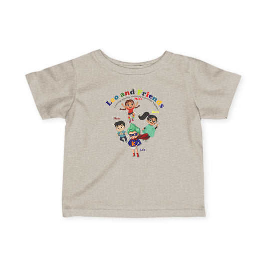 Infant Fine Jersey Tee - Leo & Friends - Learning and growing - [[{"value":"Wonderwear Kid"}]]
