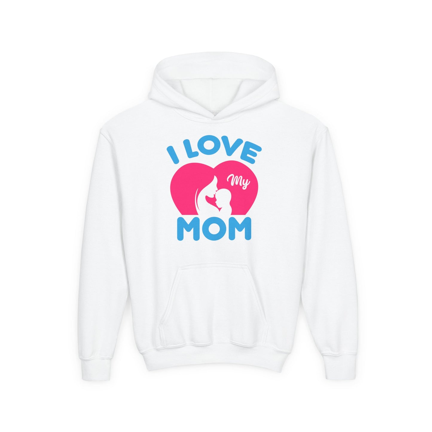 Youth Heavy Blend Hooded Sweatshirt -  i love my mom logo