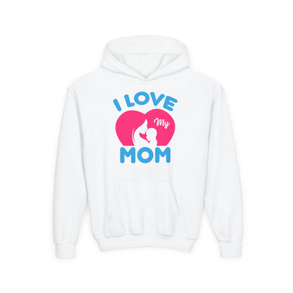 Youth Heavy Blend Hooded Sweatshirt -  i love my mom logo Printify