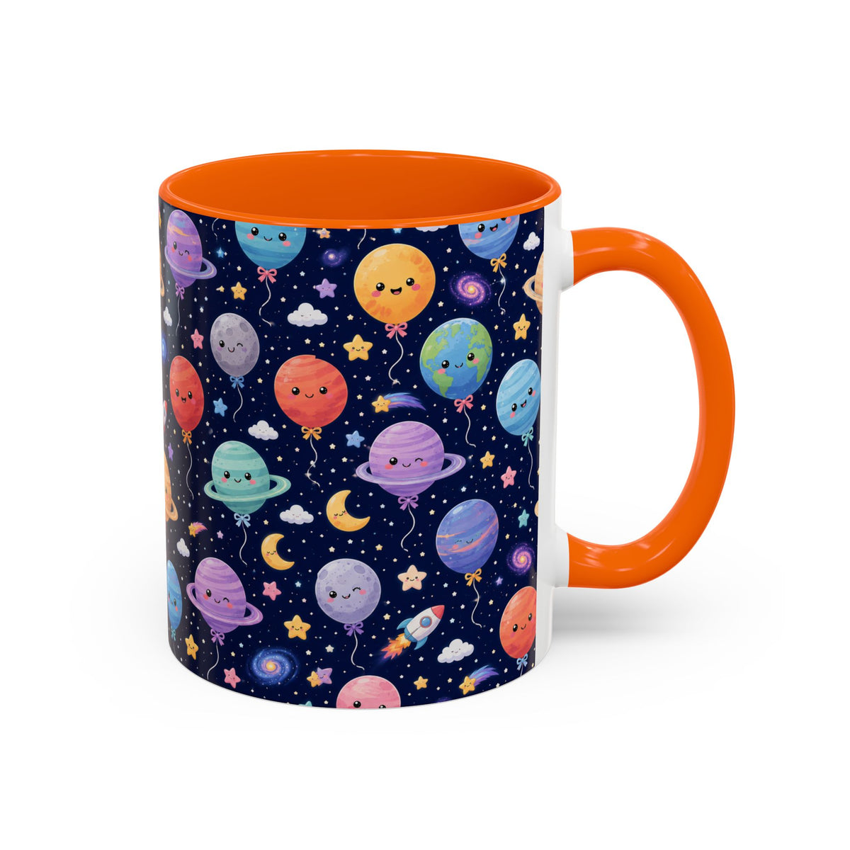 Accent Coffee Mug (11/15 oz) - Kawaii Space Balloon Planet
