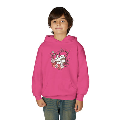Youth Heavy Blend Hooded Sweatshirt - Panda and Cat love Printify