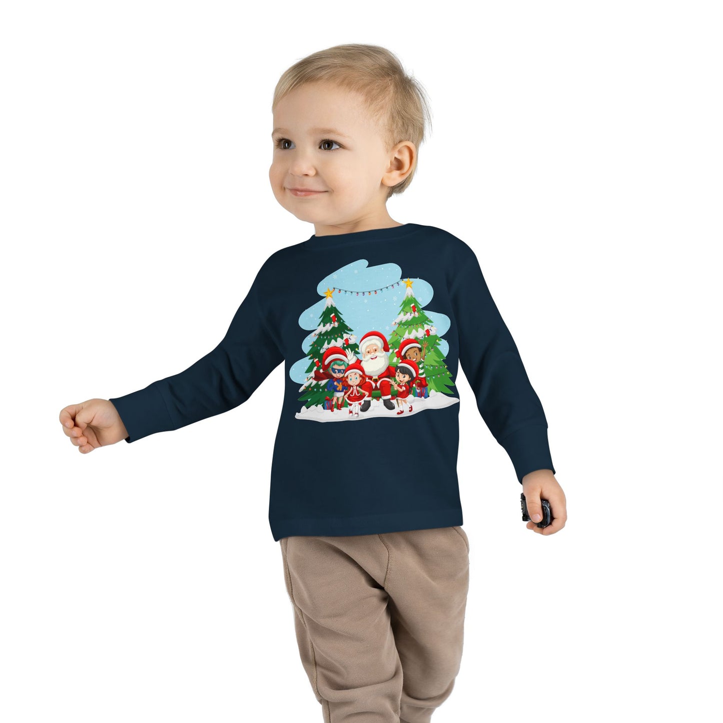 Toddler Long Sleeve Tee - Super kiddo with santa claus - [[{"value":"Wonderwear Kid"}]]