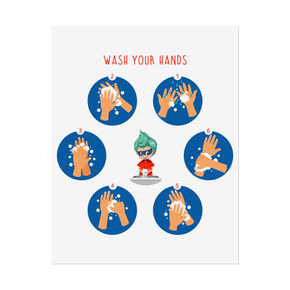 Rolled Posters - Super kiddo teaching how to wash hands - [[{"value":"Wonderwear Kid"}]]