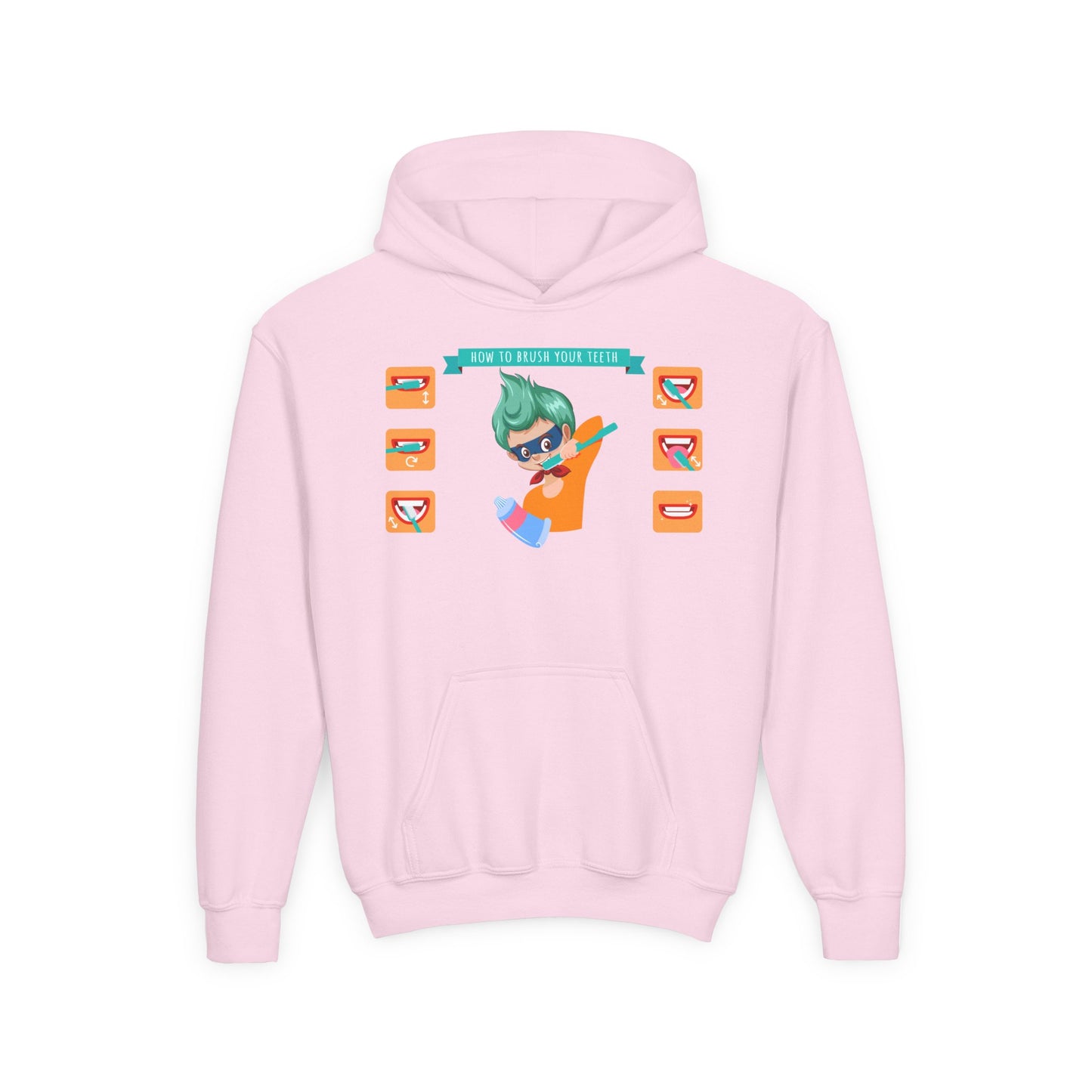 Youth Heavy Blend Hooded Sweatshirt - Super kiddo how to brush teeth