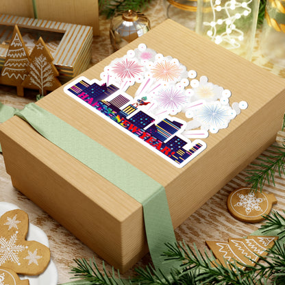 Kiss-Cut Stickers - Super kiddo with fireworks with text - [[{"value":"Wonderwear Kid"}]]