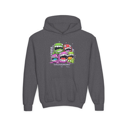 Youth Heavy Blend Hooded Sweatshirt - Cool monster character Printify
