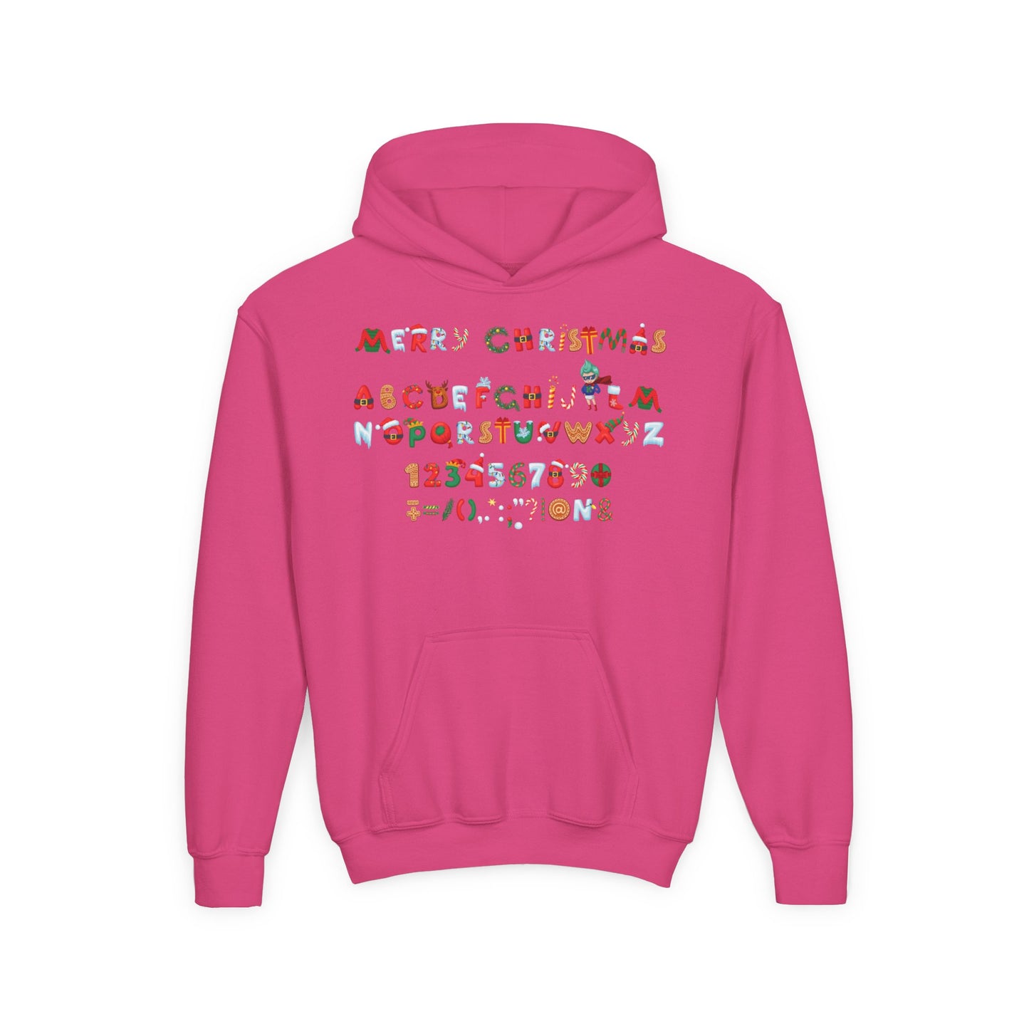 Youth Heavy Blend Hooded Sweatshirt - Christmas alphabet