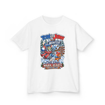 Kids Heavy Cotton™ Tee - Tom and Jerry’s Cozy Winter Adventure