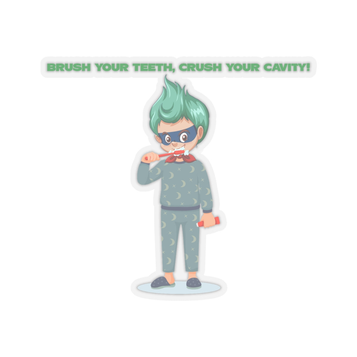 Kiss-Cut Stickers - Super kiddo brushing teeth - [[{"value":"Wonderwear Kid"}]]