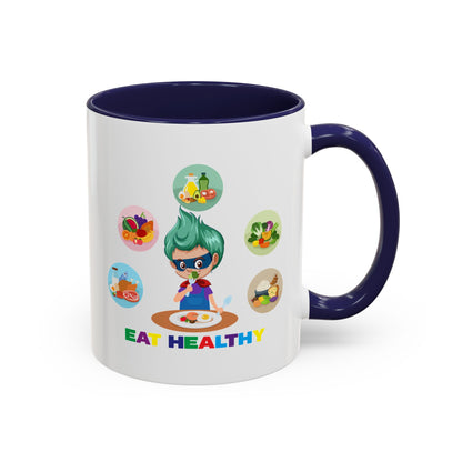Accent Coffee Mug - Supper kiddo showing healthy food to eat - [[{"value":"Wonderwear Kid"}]]