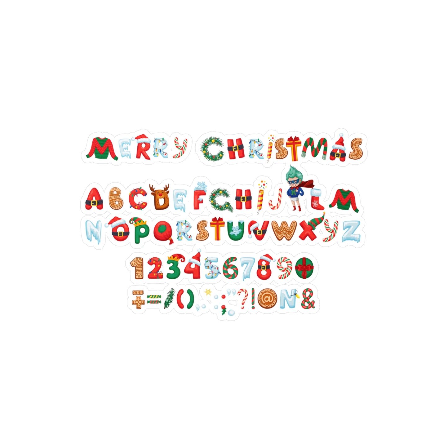 Christmas Kiss-Cut Vinyl Decals – Christmas alphabet