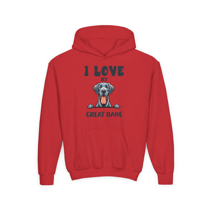 Youth Heavy Blend Hooded Sweatshirt - I love my Great Dane Printify