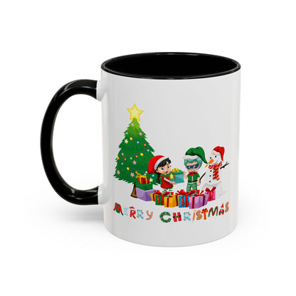 Accent Coffee Mug - Super kiddo preparing gifts - [[{"value":"Wonderwear Kid"}]]
