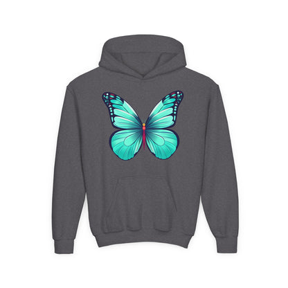 Youth Heavy Blend Hooded Sweatshirt - Butterfly - blue Printify